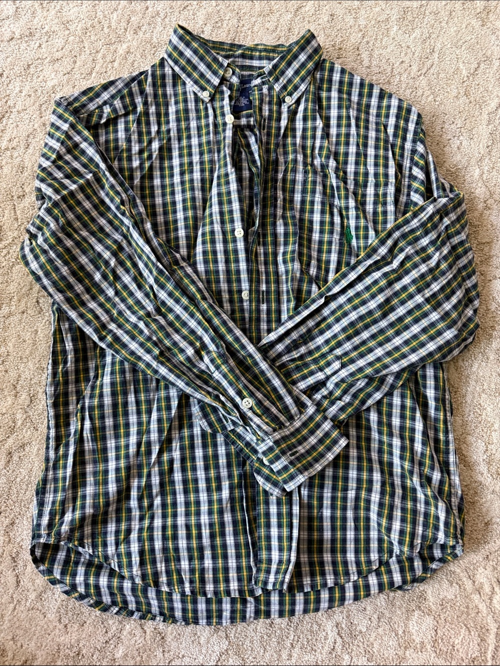 Ralph Lauren Women’s Green Plaid Button-Down Shirt